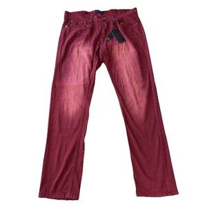 Slim Straight Burgundy Wine Jeans Mens 36x34 NWT Stretch Moto Urban Casual